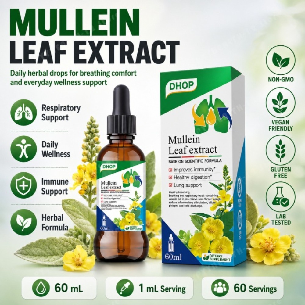 Herbal Wellness Liquid - Mullein Yaprağı Ekstresi Damlaları 60ml, Meyankökü