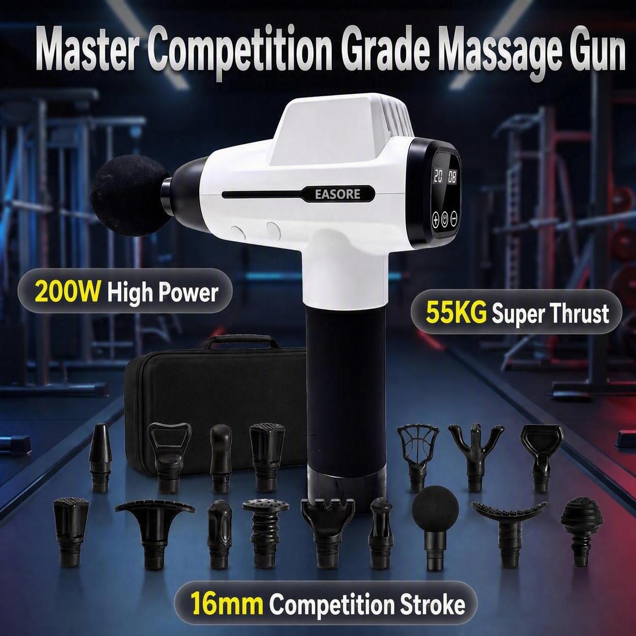 Health Wellness - 16mm Amplitüd Profesyonel Masaj Tabancası X20
